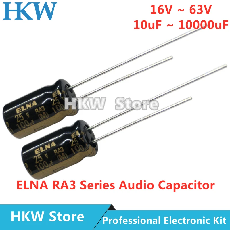 Hi-Fi аудио конденсатор серии ELNA RA3 16 в 25 50 63 10 мкФ Ф 22 47 100 220 мкмкФ 470 1000 2200 3300 10000