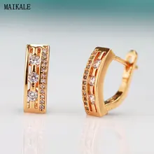 MAIKALE, простые u-образные серьги с цирконием кубической огранки для женщин, золотые, серебряные, полые, очаровательные циркониевые серьги, модные корейские драгоценности
