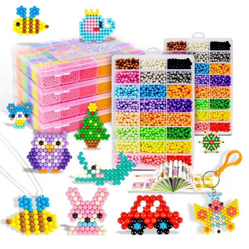 6000Pcs/Set 4.5mm DIY Water Spray Magic Beads Kit Animal Molds Hand Making 3D Beads Puzzle Educational Beads Children Toys