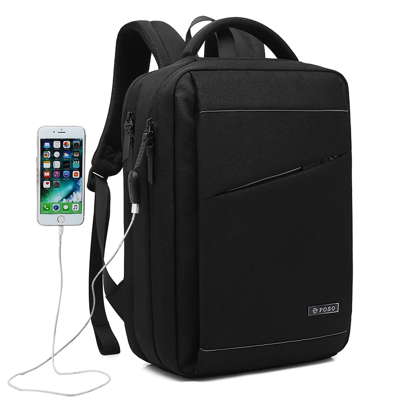 

POSO USB Charging Notebook Backpack Men Laptop Computer Bag 15.6 inch Night Reflection Waterproof School Bags for Teenage Boys