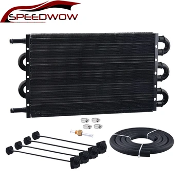 

SPEEDWOW 6 Row Universal Aluminum Radiator Kit Pipeline Engine Oil Cooler Ultra-Cool Automatic Transmission Oil Cooler Kit