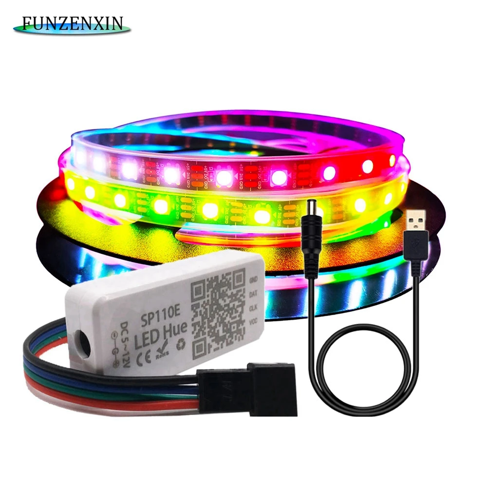 

DC5V WS2812B IndividuaIIy AddressabIe Led Strip RGB WS2812 PixeI Light USB SP110 Bluetooth ControIIer Waterproof 30/60/144 pixeI