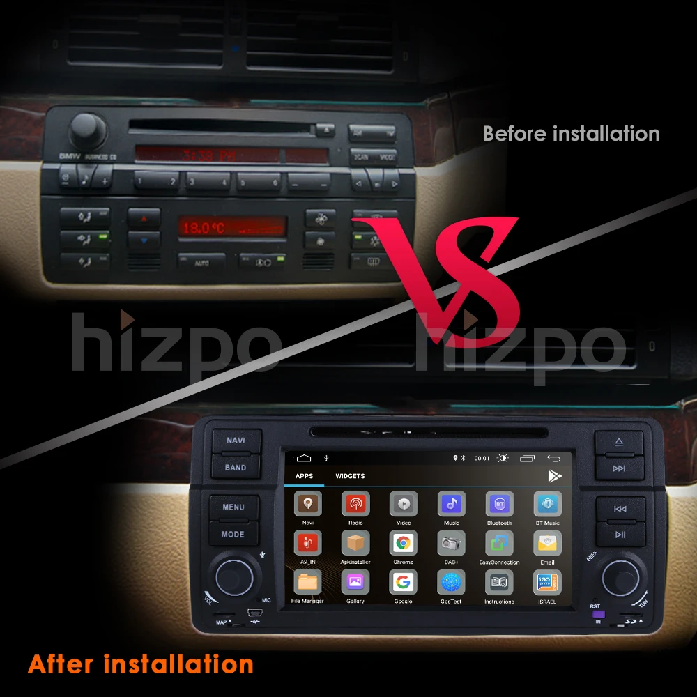 Perfect 1Din Android 9.0 2GRAM Car DVD Player For BMW E46 M3 With GPS DVR Bluetooth Radio Built-in DSP USB Steering Wheel Canbus TPMS 4G 7