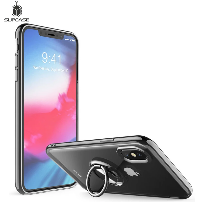 

For iphone X Xs Case 5.8 inch SUPCASE UB Snap Soft TPU Plating Hybrid Cover with Built-in 360° Rotation Ring Holder Kickstand