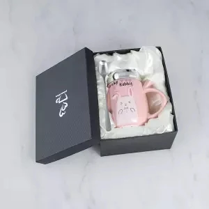 Чашка керамическая с Ложка Крышка кружка чашка для кофе и молока парные чашки креативные кофейные кружки креативная чайная кружка рождественские Кружки Кофейные кружки - Цвет: 420ML gift box