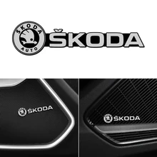 4 шт. алюминиевые 3D наклейки для динамика звуковые буквы наклейки для skoda octavia fabia rapid yeti Kodiaq декоративный значок для автостайлинга