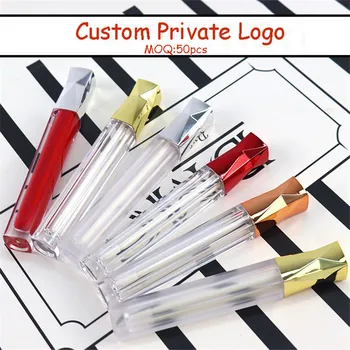 

50pcs Logo Customized 5ML Lip Gloss Tubes with Wand Makeup Container Lipstick Lip Balm Refillable DIY Lipgloss Tube Wholesale