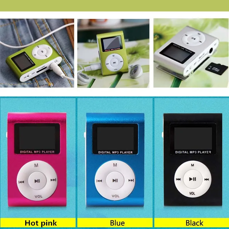 USB мини MP3-плеер ЖК-экран Поддержка 32 ГБ Micro SD TF карта серебро 12,17