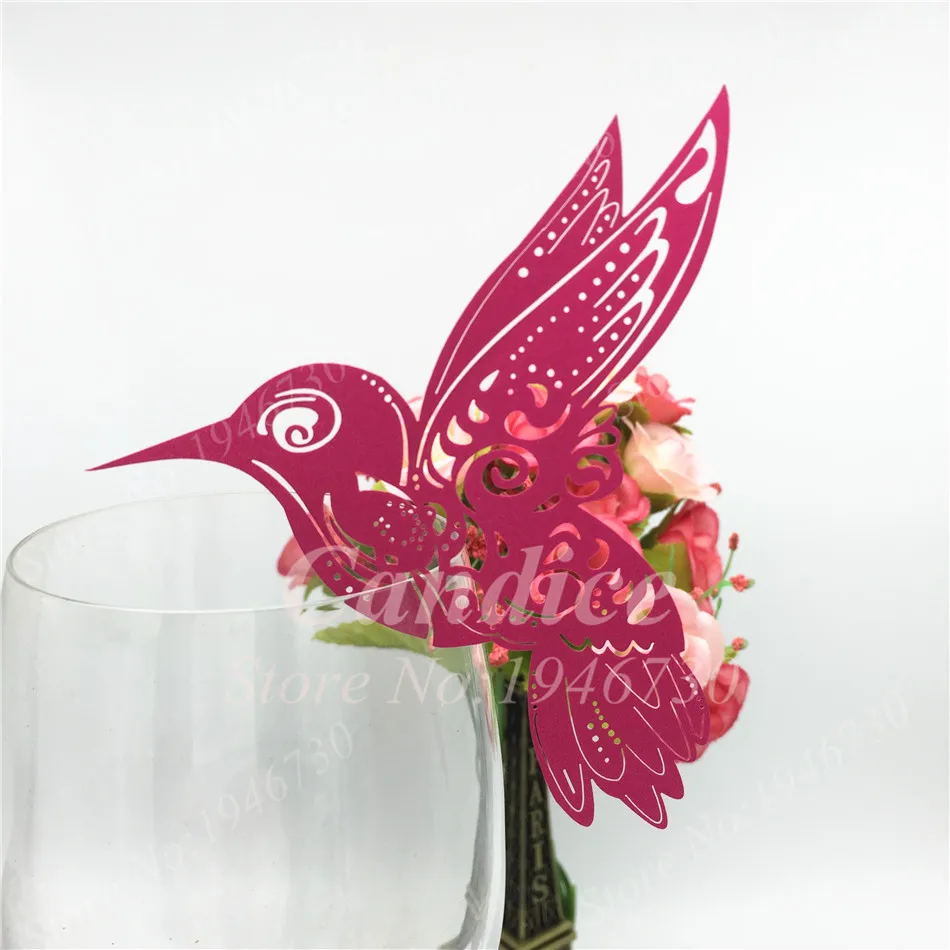 50 шт. любовные птицы вина стеклянные маркеры Имя Место карты номер свадебного