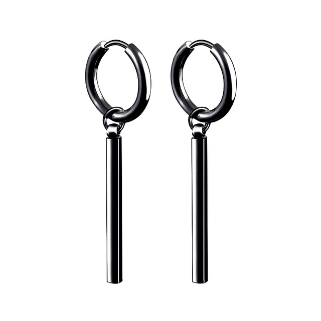 pair Punk Black-color Multiple Styles Stainless Steel Stud Earrings For Men and Women Street Pop Hip Hop Gothic Ear Jewelry