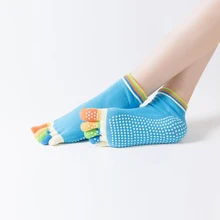 Йога носки противоскользящие носки с пальцами, с низким вырезом на спине хлопок силиконовые Нескользящие 5 носков Дышащие носки балет тренажерный зал Фитнес Спорт