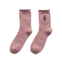 Милые женские носки в японском стиле Харадзюку; сезон осень; длинные носки с вышивкой; корейский стиль; милые носки для девочек; подарки