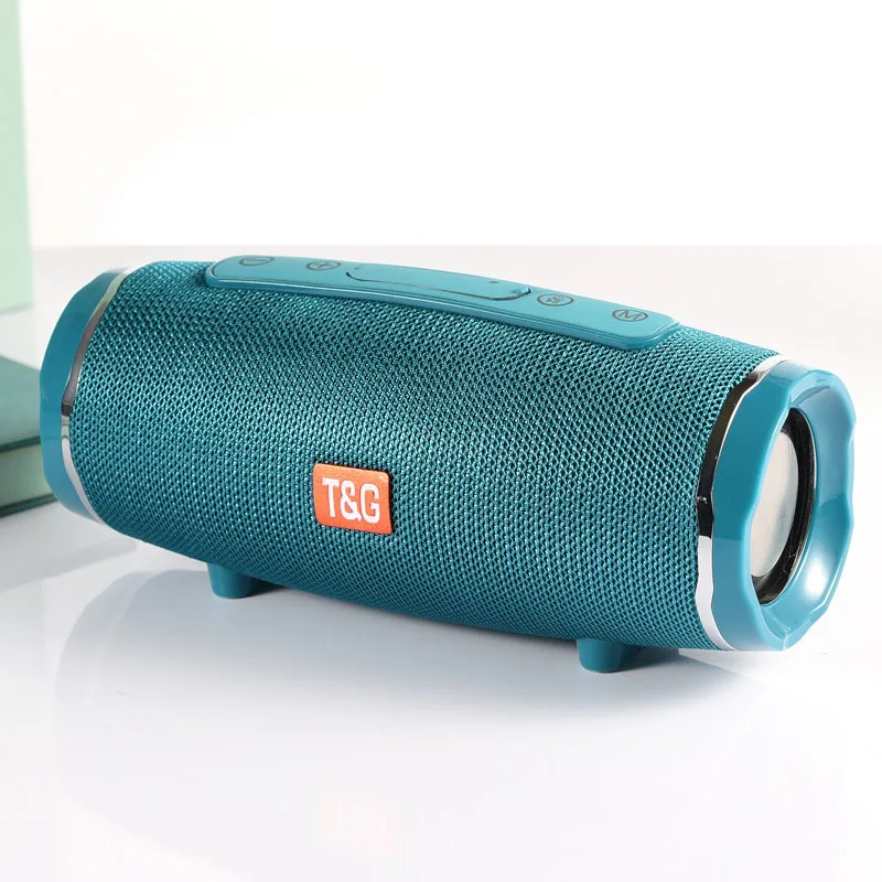 TG145 Peacock blue TG145 Bluetooth Speaker Portable Outdoor Loudspeaker Wireless Mini Column 3D10W Stereo Music Surround Support FM TFCard Bass Box - Цвет: TG145 Peacock blue