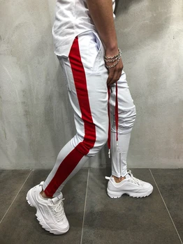 

ELI22 2020 Men's Jogger Pants Cotton Male Bodybuilding Fitness Pants Casual Color matching pants Trousers Sweatpants For Man