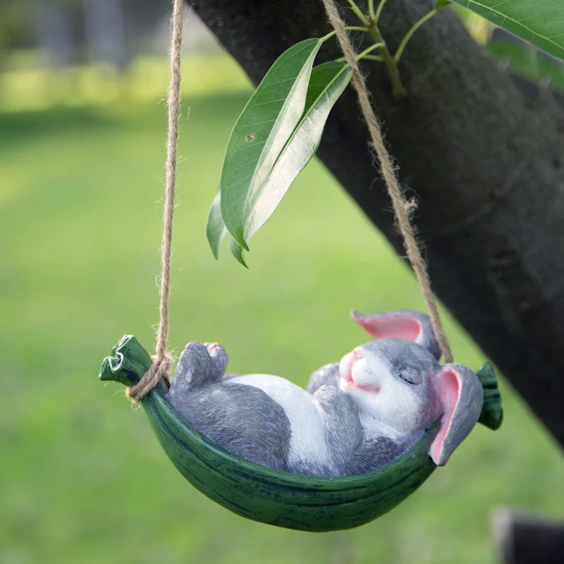 Rabbit Новые украшение сада, двора моделирование коала панда статуя кролика Животные Скульптура Изделия из смолы декоративное украшение предмет интерьера - Цвет: Rabbit