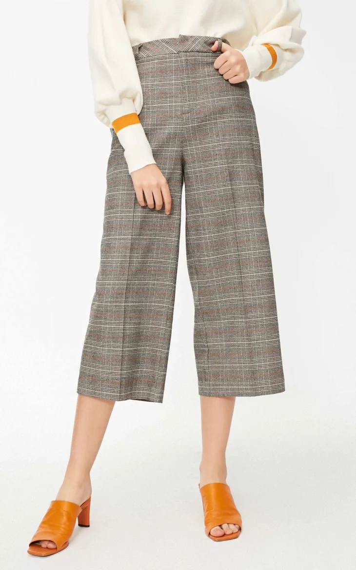 Vero Moda Женские OL стиль высокой талией плед молнии широкие брюки Капри | 31916J507