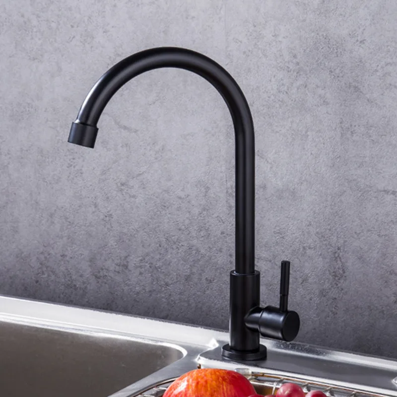Grifo giratorio de acero inoxidable para fregadero de cocina, grifería de Solo Frío de un solo Mango, dos estilos, G1/2 , SUS304