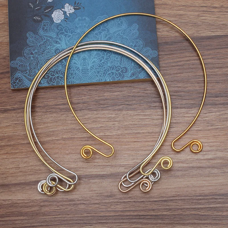 2pcs DIY Metal Collar Neckalce Circle Hang Hook Bride Base Setting Jewelry Making Components Wedding Necklace Jewelry DIY