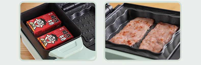 Description Picture 4 of item220V Household Electric Waffle Maker 4 In 1 Non-stick Home Breakfast Machine Bread Cake Baking Machine Frying Pan With 3 Plates