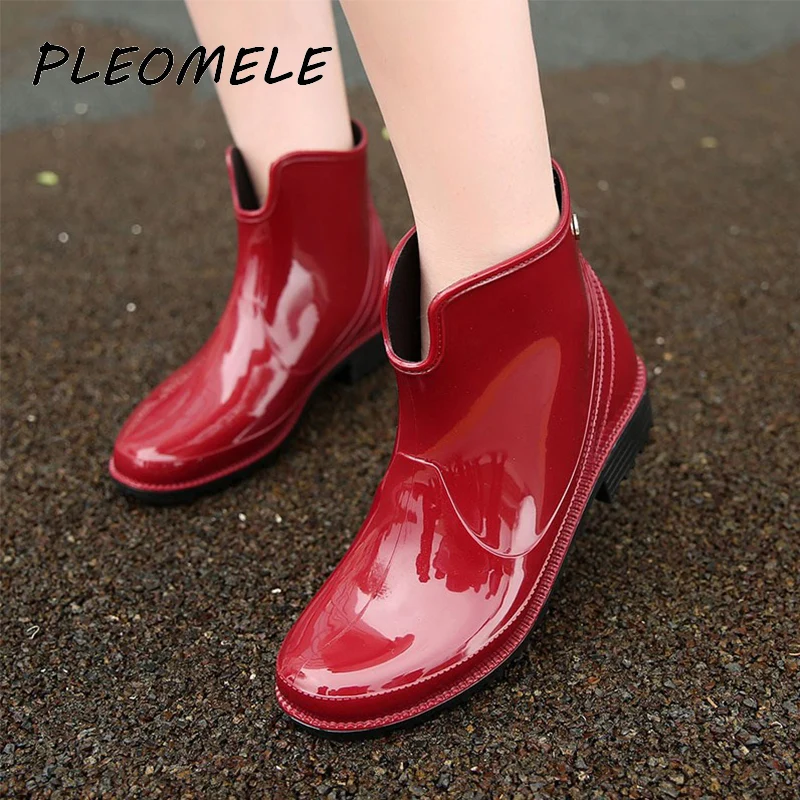 

Women Rainboots Rubber Boots for Women PVC Ankle Rain Boots Waterproof Trendy Jelly Women Boot Elastic Band Rainy Shoes Woman