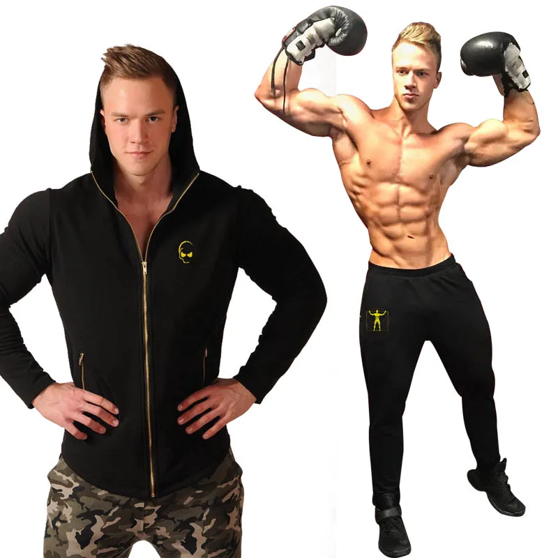 Hooded and Pants Мужские комплекты, модные спортивные костюмы, мужская спортивная одежда, толстовки+ штаны, повседневная верхняя одежда, костюмы красного и черного цвета - Цвет: Hooded and Pants