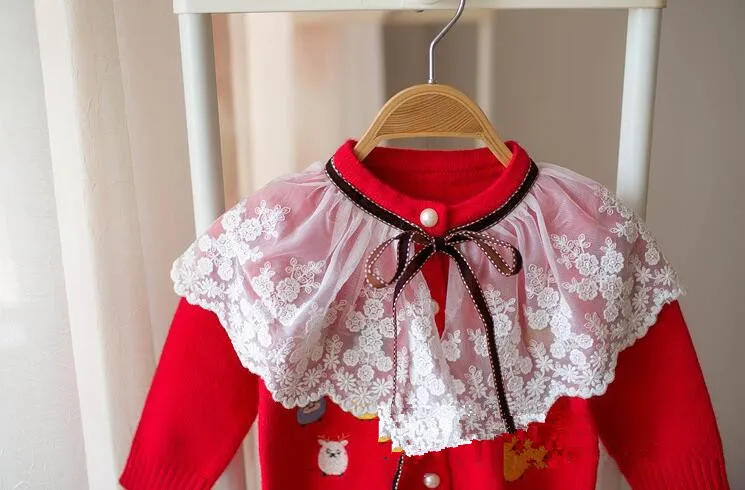 Детские кардиганы с цветочной вышивкой и кружевными оборками Lovley для девочек, осеннее пальто-свитер ярких цветов