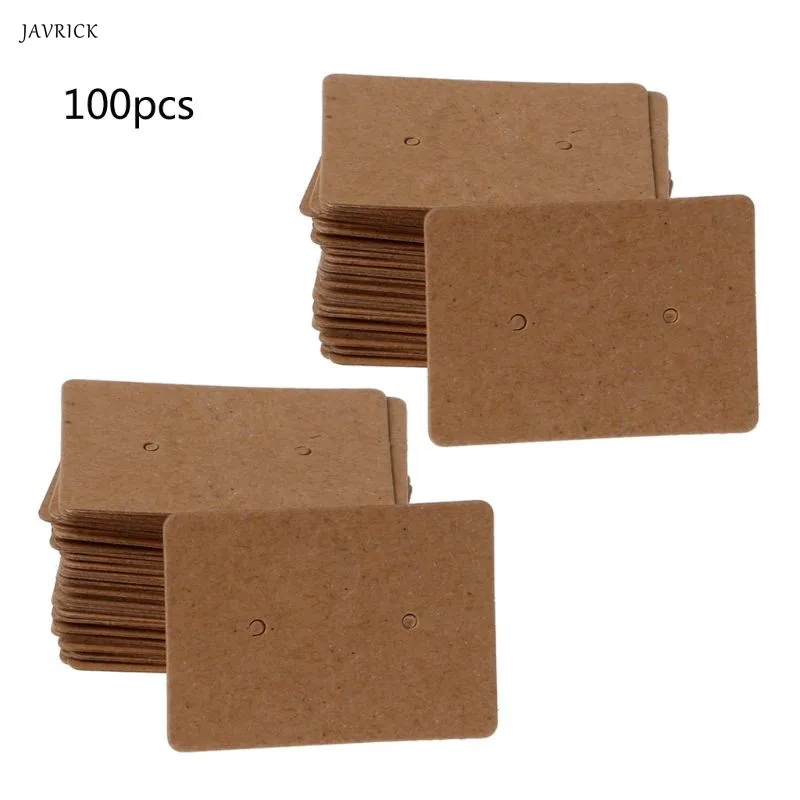 

JAVRICK 100Pcs/Set Kraft Paper Cards Earrings Ear Studs Display Jewelry Packaging Cards