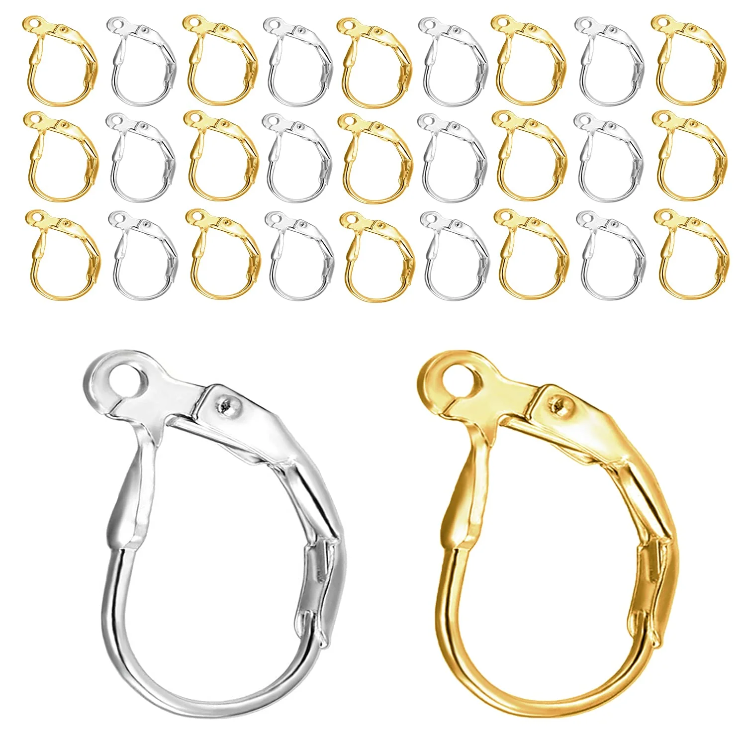 

20-80pcs 16*10mm Silver Color Gold Color French Lever Earring Hooks Wire Settings Base Hoops Earrings DIY Jewelry Make Supply