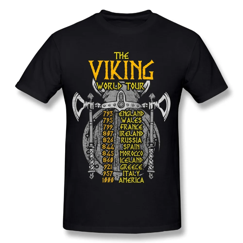 Awesome Male Vikings World Tour Battles Of The Past Humorous Joke T Shirt Comfortable Tees 034445 | Мужская одежда