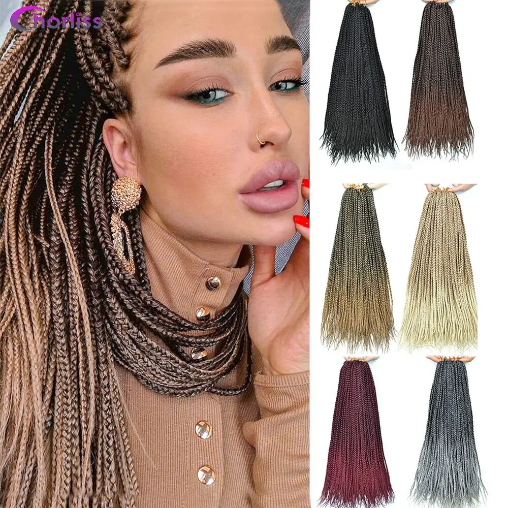Chorliss Box Braids Crochet Hair Extensions Ombre Braiding Hair Bulk Crochet Braids Blonde Grey Bug Synthetic Extensions