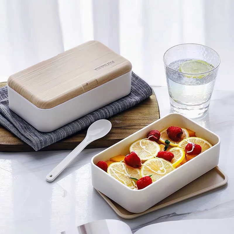 

Lunch Box with Cutlery Set Double Layer Leak Proof Portable Container Box PAK55