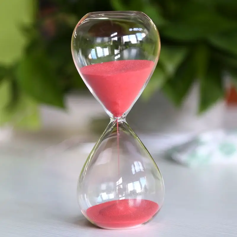Large Fashion Red Sand Glass Sandglass Hourglass Timer Clear Smooth Glass Measures Home Desk Decor Xmas Birthday Gift(Red, 15 M