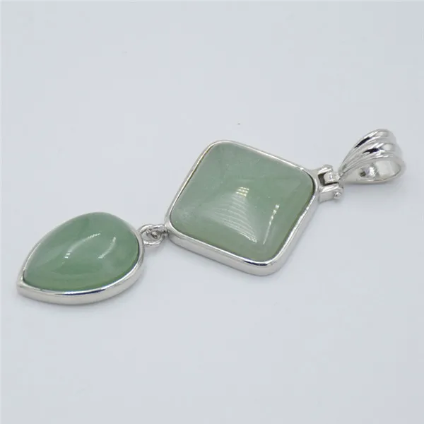 green aventurine Новая капля воды квадратной формы кулон из натурального камня розовый кристаллический кварц Lapis Геометрическая подвеска для ожерелья женские мужские ювелирные изделия - Окраска металла: green aventurine