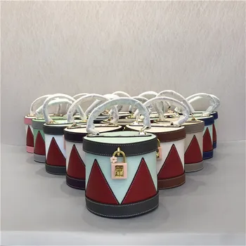 

New Round Genuine Leather Patchwork Handbags for Women Circle Small Shoulder Bag Ladies Luxury Designer Hand Bags Crossbody Bag