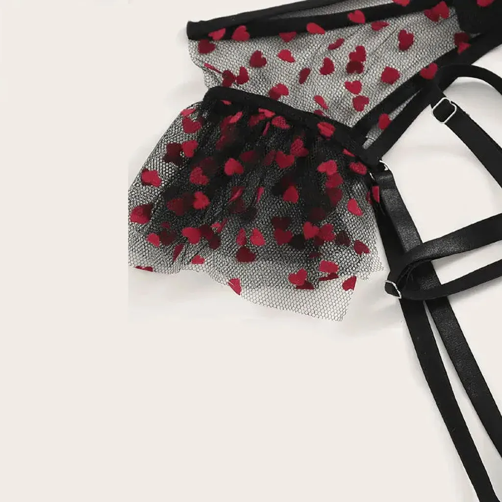 Сексуальное изысканное кружевное нижнее белье, бюстгальтер+ подвязка+ трусы, комплект Teddy Lenceria, сексуальное женское белье, бюстгальтер с глубоким v-образным вырезом, ночное белье