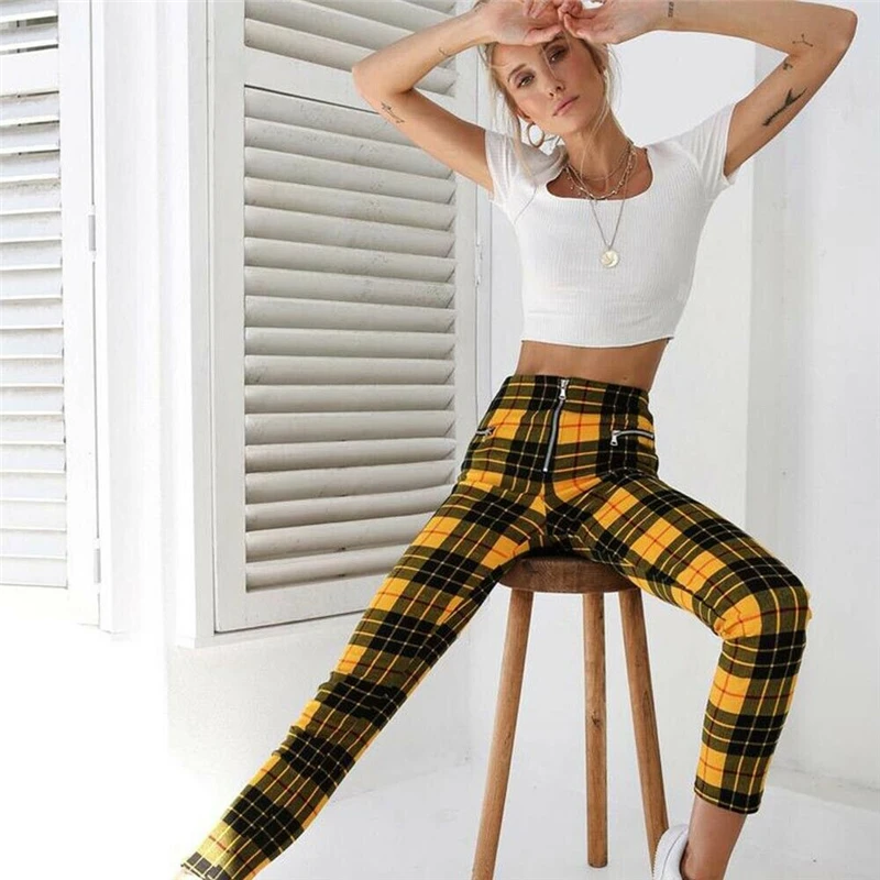 plaid skinny trousers