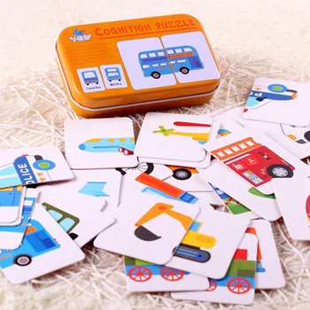

Animals Puzzle Metal Box Cartoon Children Matching Puzzle Educational Toy Children Cognition Jigsaw Toy Gift