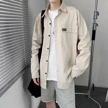 

Vintage Men Shirts Work Shirt 2020 NEW Safari Style Loose Big Pocket Long Sleeve Casual Shirts Turn- down Collar