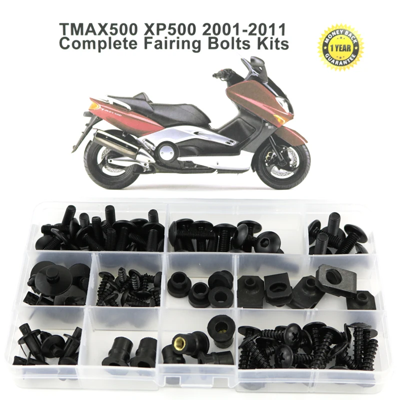 Black Для Yamaha Tmax500 Tmax 500 2001-2011 мотоцикл Полный Обтекатель Болты комплект полный Cowling боковая крышка винтовые клипсы гайки сталь - Цвет: Black