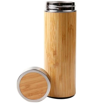 

Creative Bamboo Cup Stainless Steel Insulated Water Bottle Coffee Insulation Water Bottle Vacuum Bottle