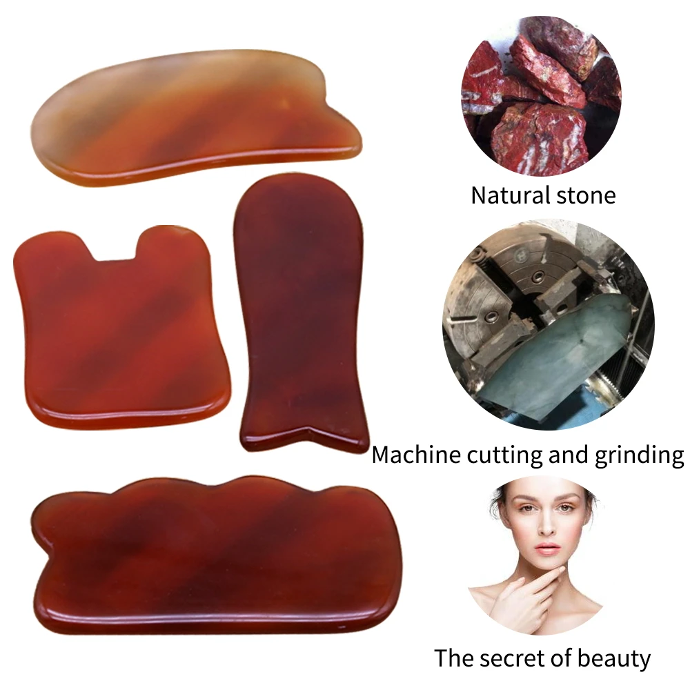 

Red Agate Jade Crystal Massage Gua Sha Stone Manual Natural Scraper Board Tool For Body Face SPA Acupuncture Therapy Treatment