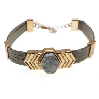 

D&D European Fashion Punk Wide Charm Leather Bracelets for Women Cuff Bracelet Statement Femme Jewelry