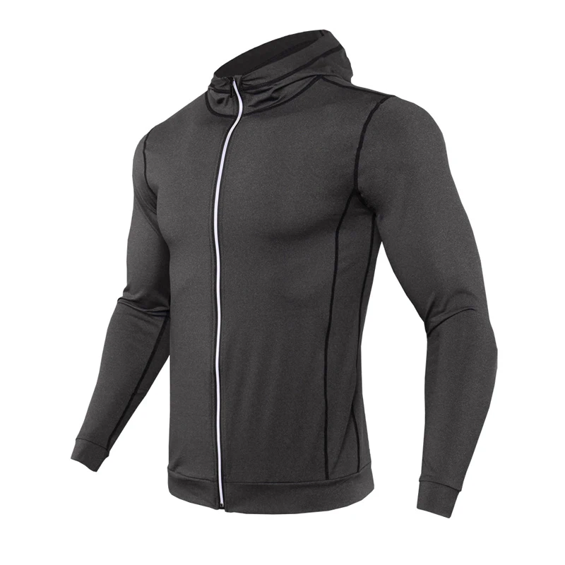 

Winter Hooded Sport Jacket Men Fitness Jersey Tight Top Outdoor Soccer Gym Hoodie Windbreaker Quick Drying Running Sports Coat