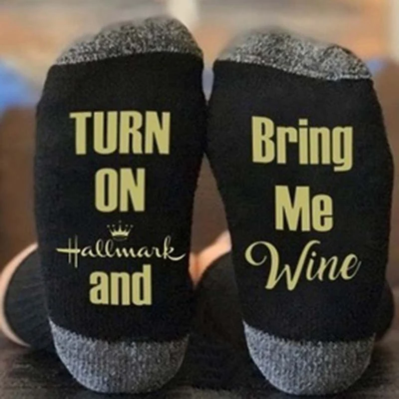 Christmas Letters Printed Women Winter Warm Socks Christmas Gifts