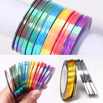 

3 Roll Gold Silver Colorful Nail Striping Tape Line For Nails Tool 1mm 2mm 3mm 3D Adhesive Transfer Sticker Nail Art Decorations