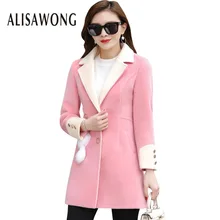 Новое модное женское Шерстяное Пальто осень зима дамское тонкое пальто средней длины шерстяное пальто размера плюс верхняя одежда