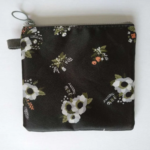 black flower Подгузник для девочек, гигиеническая салфетка, сумка для хранения, холст, гигиенические прокладки, посылка, сумки, портмоне, органайзер для ювелирных изделий, сумка для кредитных карт, чехол - Цвет: black flower