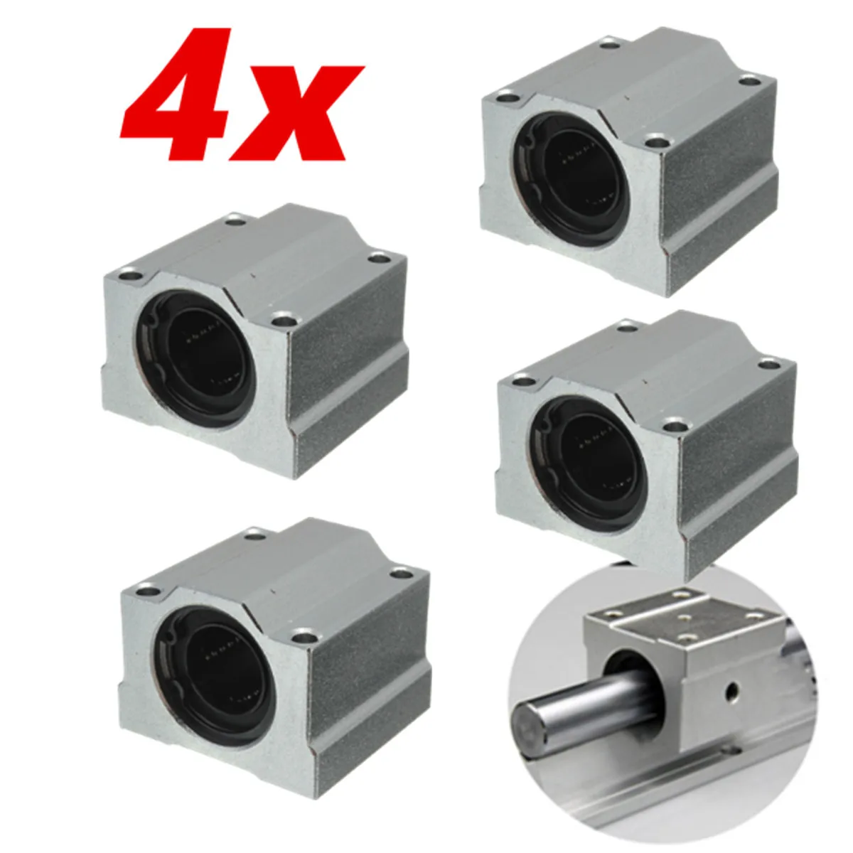 

4Pcs/Set 20mm Aluminum linear ball bearing slide unit 20mm linear bearing block for DIY CNC Router Linear Slide for CNC SCS20UU