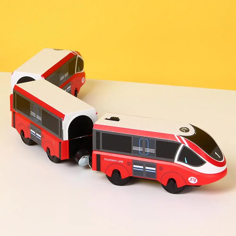 Tren Eléctrico de juguete magnético, juguete en miniatura Compatible con casi todas las pistas de madera