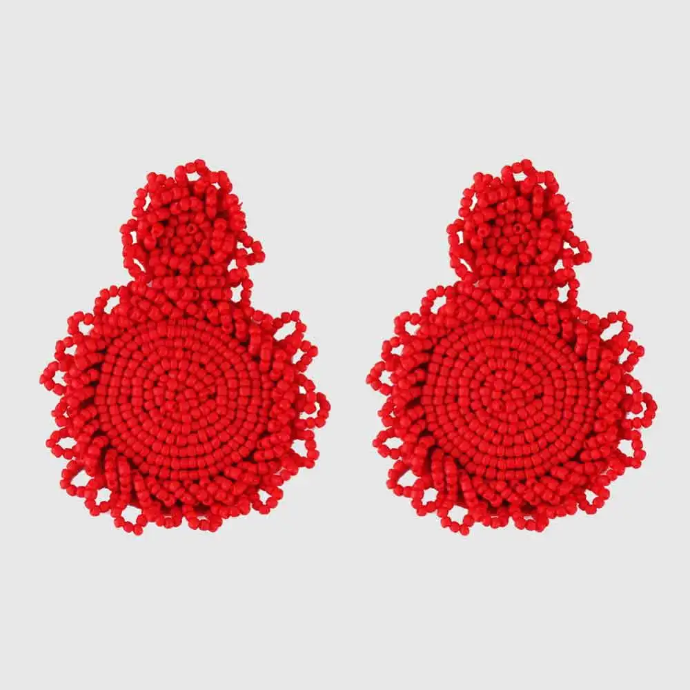 Лучшие женские красные серьги-подвески ручной работы из смолы Цветочные бусины-кристаллы массивные женские серьги вечерние Висячие серьги-капли в подарок - Окраска металла: 18